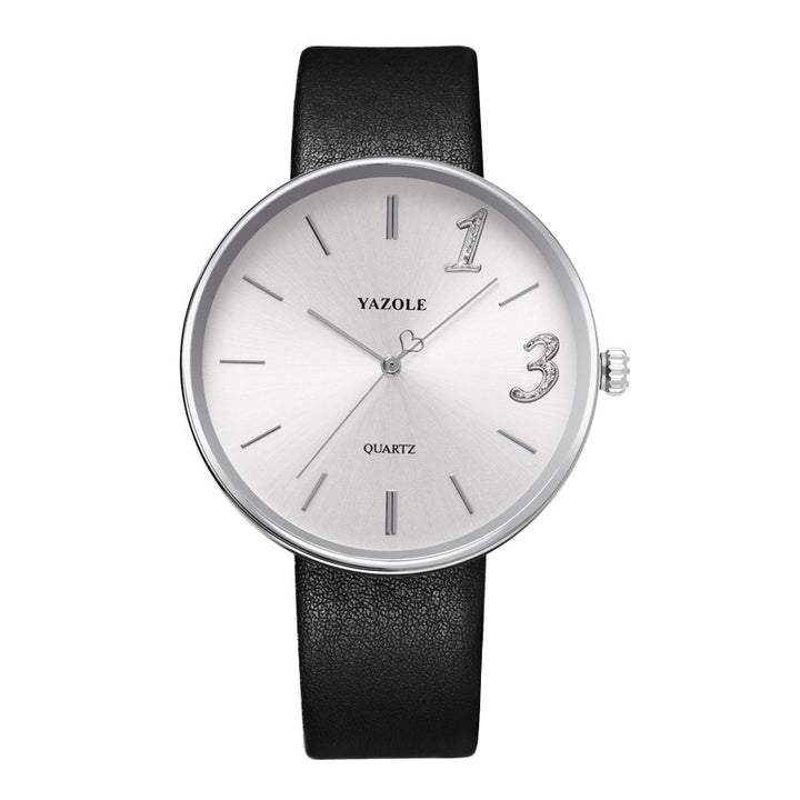 Yazole Men's Minimalist Quartz Watch with Leather Strap