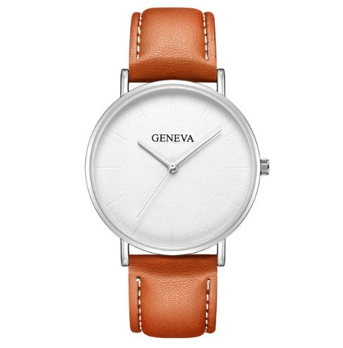 Geneva Men's Minimalist Black Leather Analog Watch