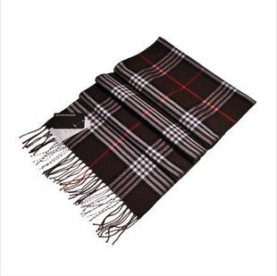 Men's Checkered Cashmere Scarf for Winter and Christmas