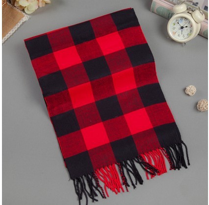 Men's Checkered Cashmere Scarf for Winter and Christmas