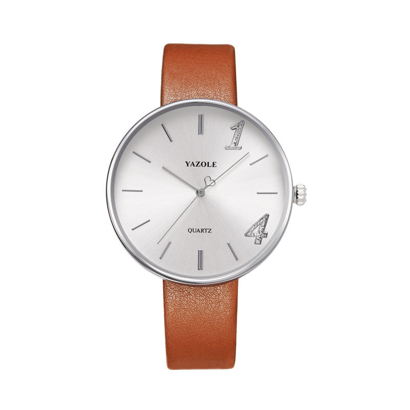 Yazole Men's Minimalist Quartz Watch with Leather Strap