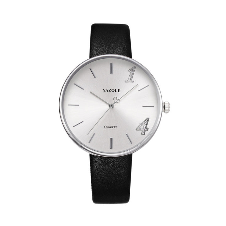 Yazole Men's Minimalist Quartz Watch with Leather Strap