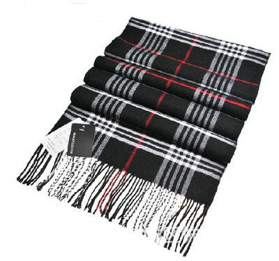 Men's Checkered Cashmere Scarf for Winter and Christmas