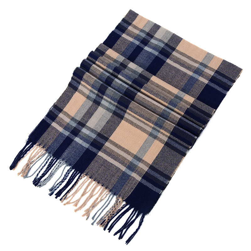 Men's Checkered Cashmere Scarf for Winter and Christmas