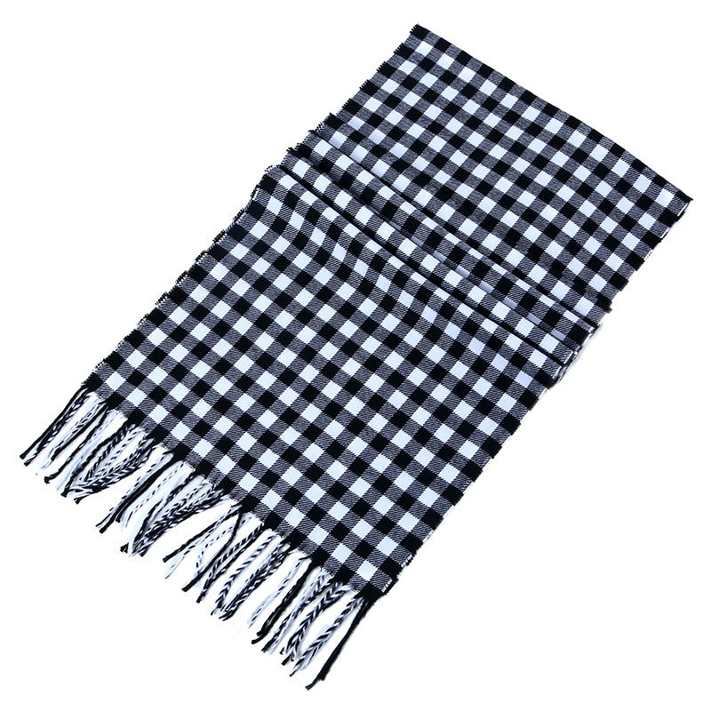 Men's Checkered Cashmere Scarf for Winter and Christmas