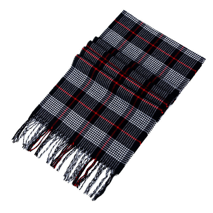 Men's Checkered Cashmere Scarf for Winter and Christmas