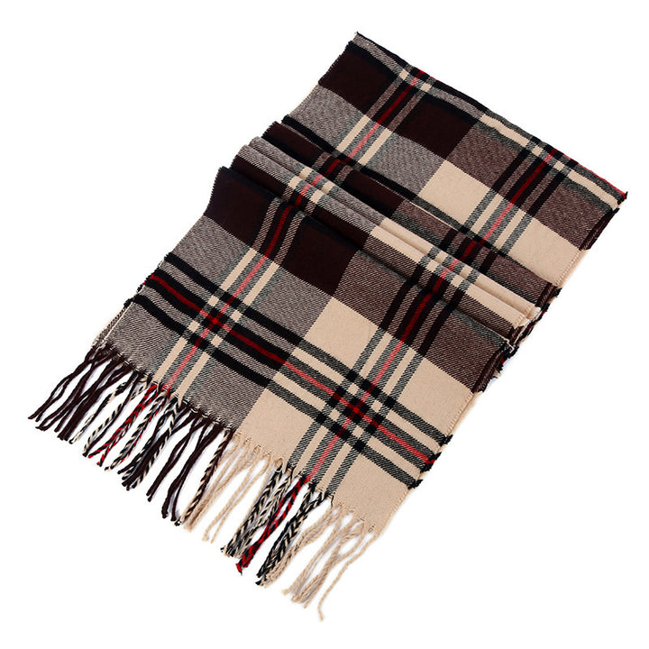 Men's Checkered Cashmere Scarf for Winter and Christmas