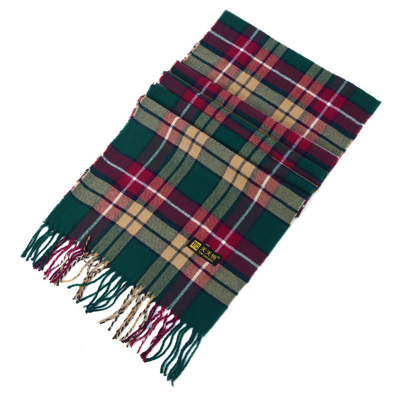 Men's Checkered Cashmere Scarf for Winter and Christmas