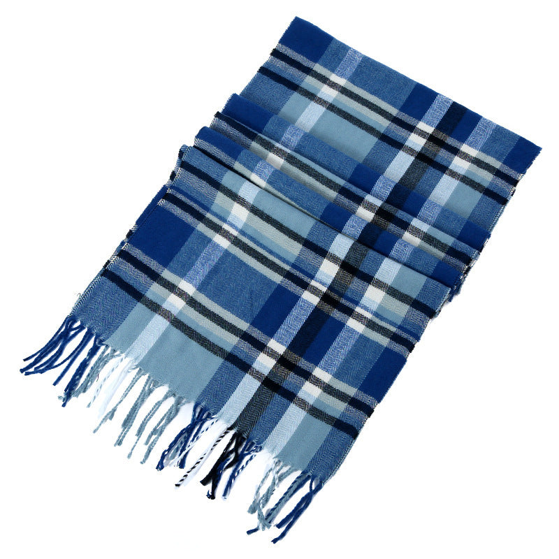 Men's Checkered Cashmere Scarf for Winter and Christmas