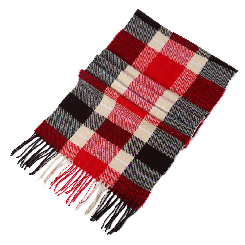 Men's Checkered Cashmere Scarf for Winter and Christmas