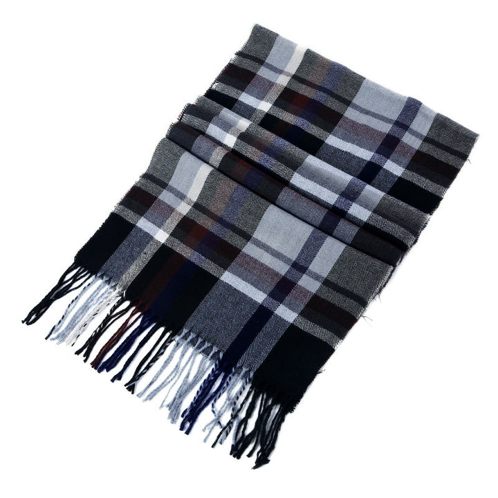 Men's Checkered Cashmere Scarf for Winter and Christmas