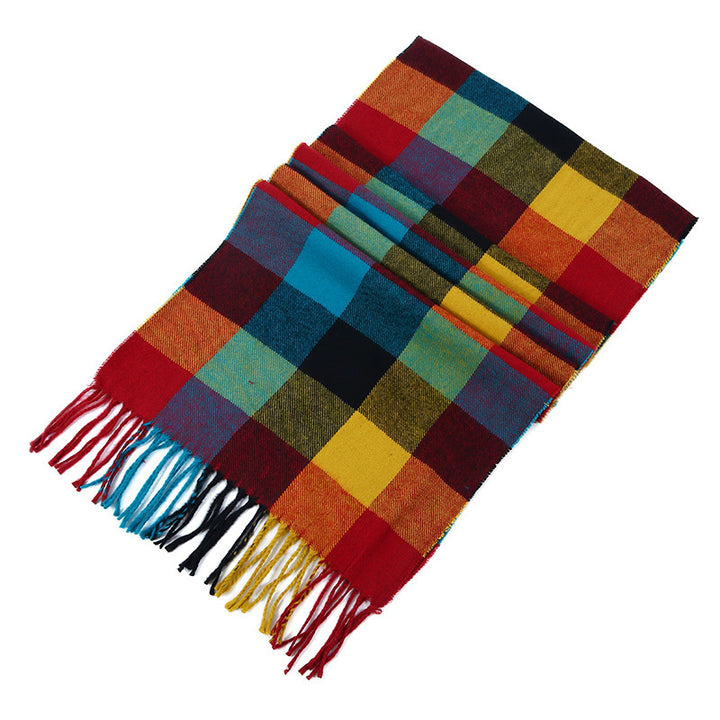 Men's Checkered Cashmere Scarf for Winter and Christmas