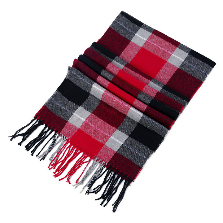 Men's Checkered Cashmere Scarf for Winter and Christmas