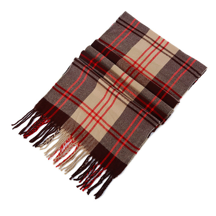 Men's Checkered Cashmere Scarf for Winter and Christmas