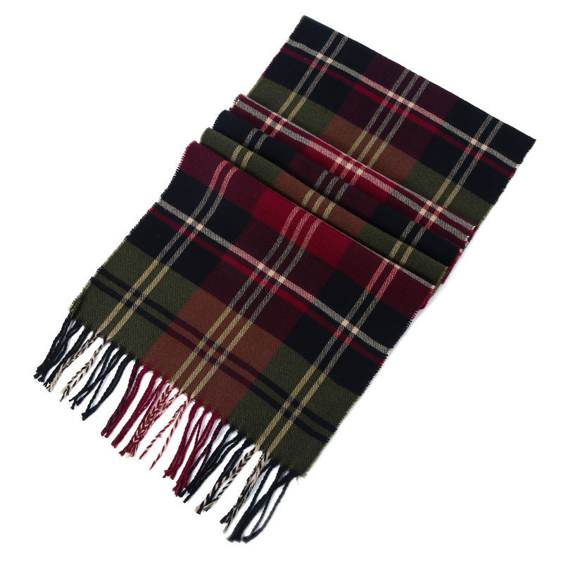 Men's Checkered Cashmere Scarf for Winter and Christmas