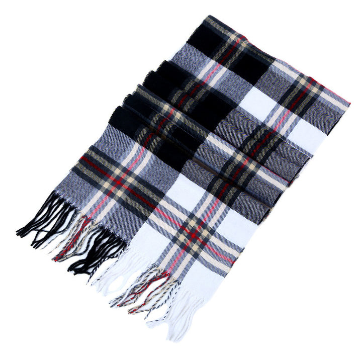 Men's Checkered Cashmere Scarf for Winter and Christmas