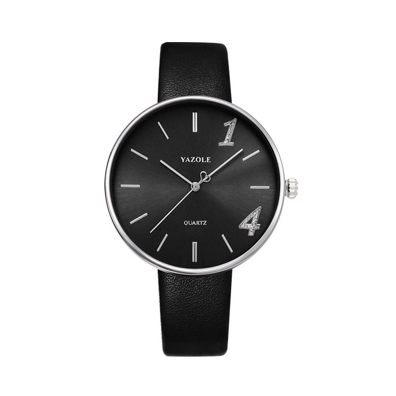 Yazole Men's Minimalist Quartz Watch with Leather Strap