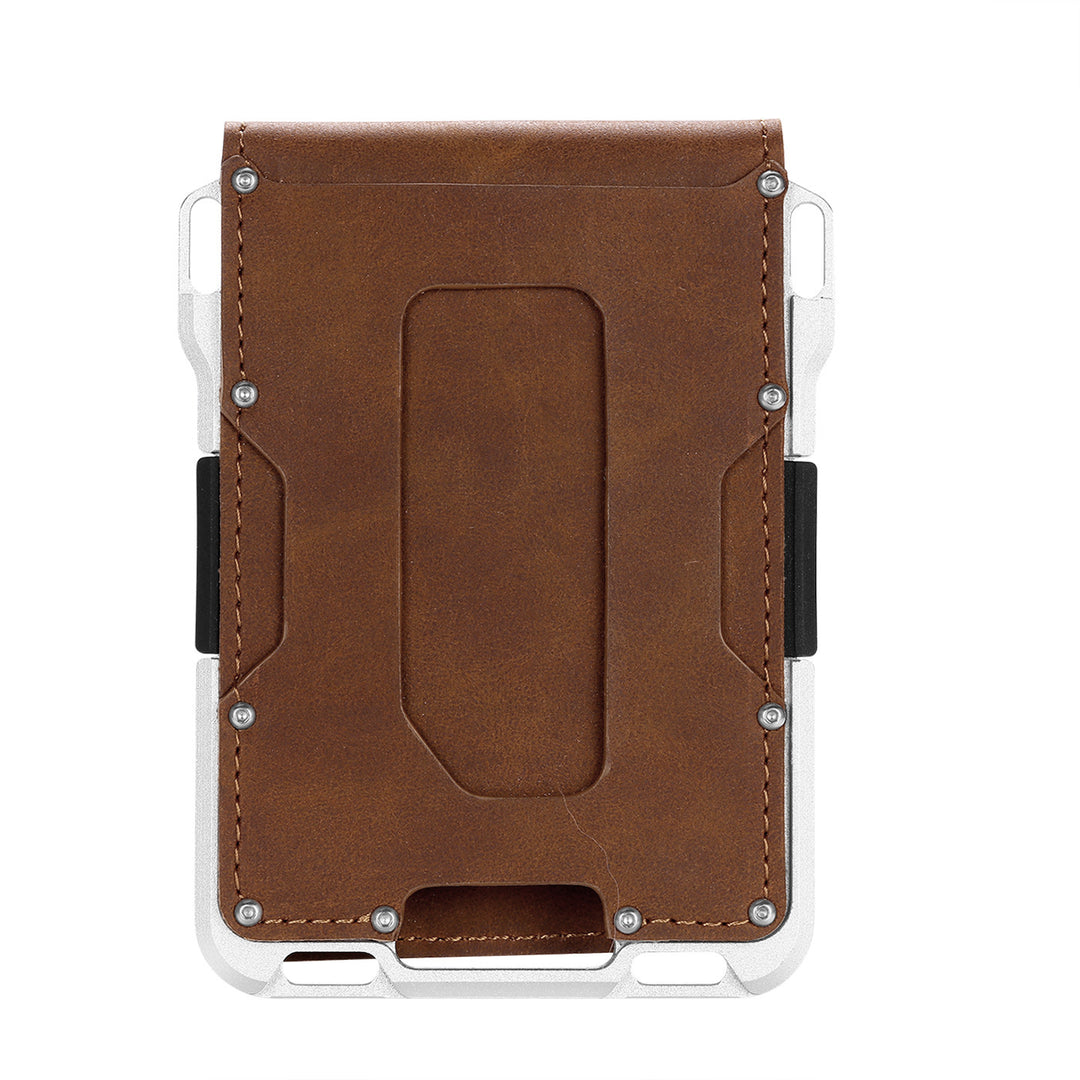 Frosted Aluminum Alloy Card Holder with PU Leather