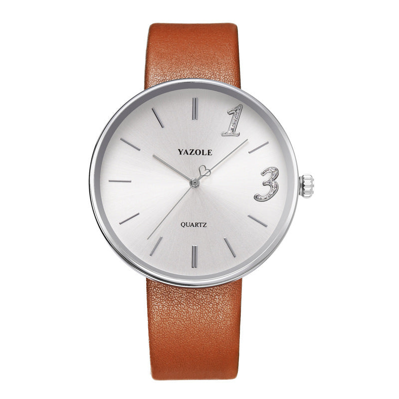 Yazole Men's Minimalist Quartz Watch with Leather Strap