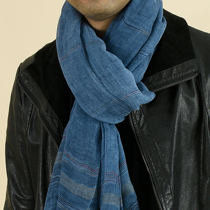 Yarn-Dyed Striped Scarf For Men