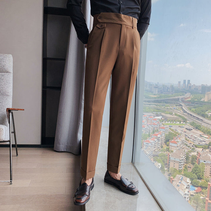 Men's High-Waisted Pleated Trousers - Old Money