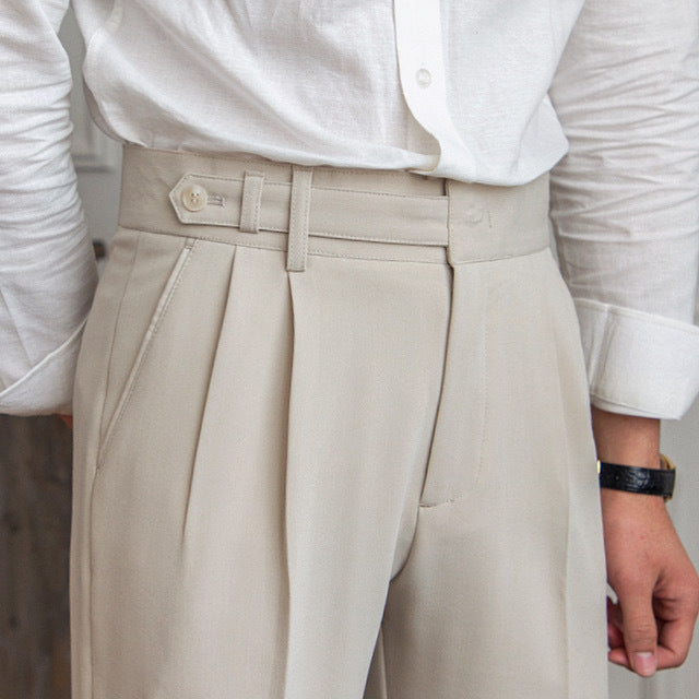 Men's Old Money High Waisted Pleated Trousers