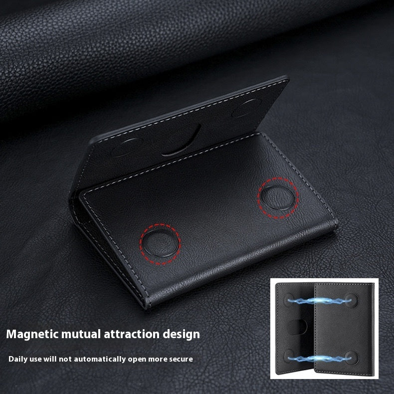 Magnetic Safe Tri-Fold Wallet – Universal PU Card Holder