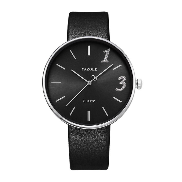 Yazole Men's Minimalist Quartz Watch with Leather Strap