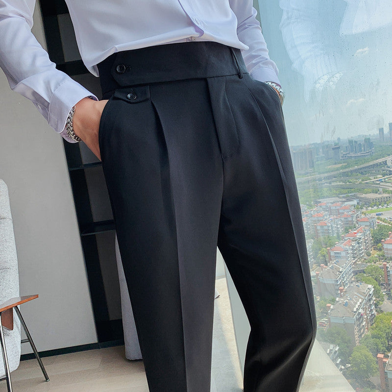 Men's High-Waisted Pleated Trousers - Old Money